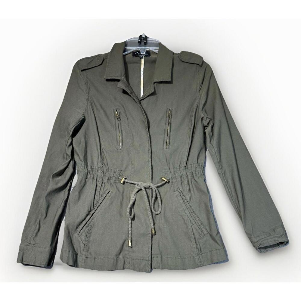 Eden Society Utility Jacket Womenβs Small Olive Greenβ Stretch Zip Drawstring